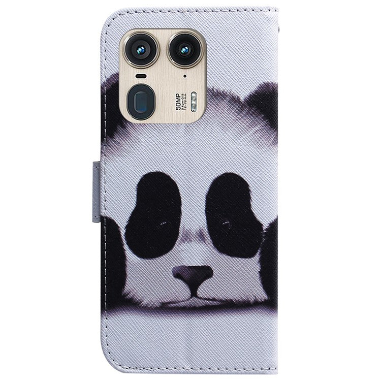 PU Leather Phone Case for Motorola Moto X50 Ultra 5G / Edge 50 Ultra Wallet Phone Stand Cover with Pattern Printing - Panda