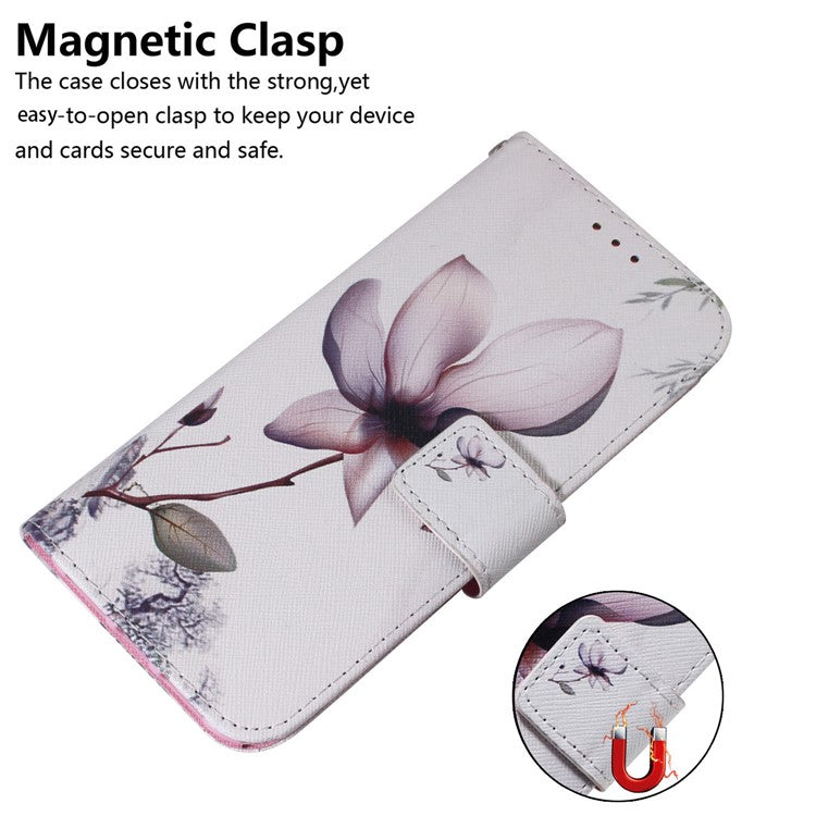 PU Leather Phone Case for Motorola Moto X50 Ultra 5G / Edge 50 Ultra Wallet Phone Stand Cover with Pattern Printing - Pink Flower