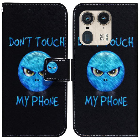 PU Leather Phone Case for Motorola Moto X50 Ultra 5G / Edge 50 Ultra Wallet Phone Stand Cover with Pattern Printing - Don't Touch My Phone