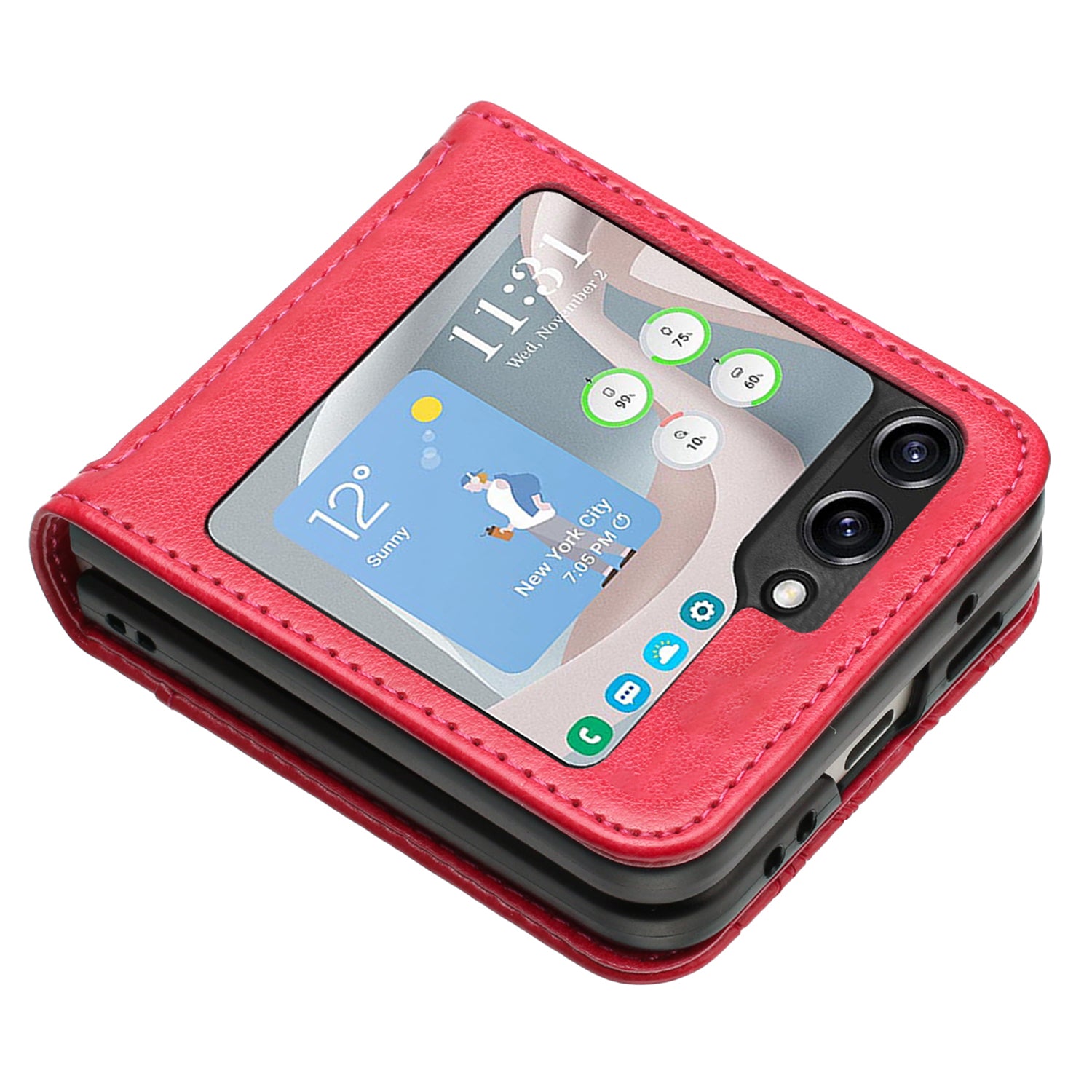 For Samsung Galaxy Z Flip6 5G Case Butterfly Flower Imprinted Leather Phone Cover - Red