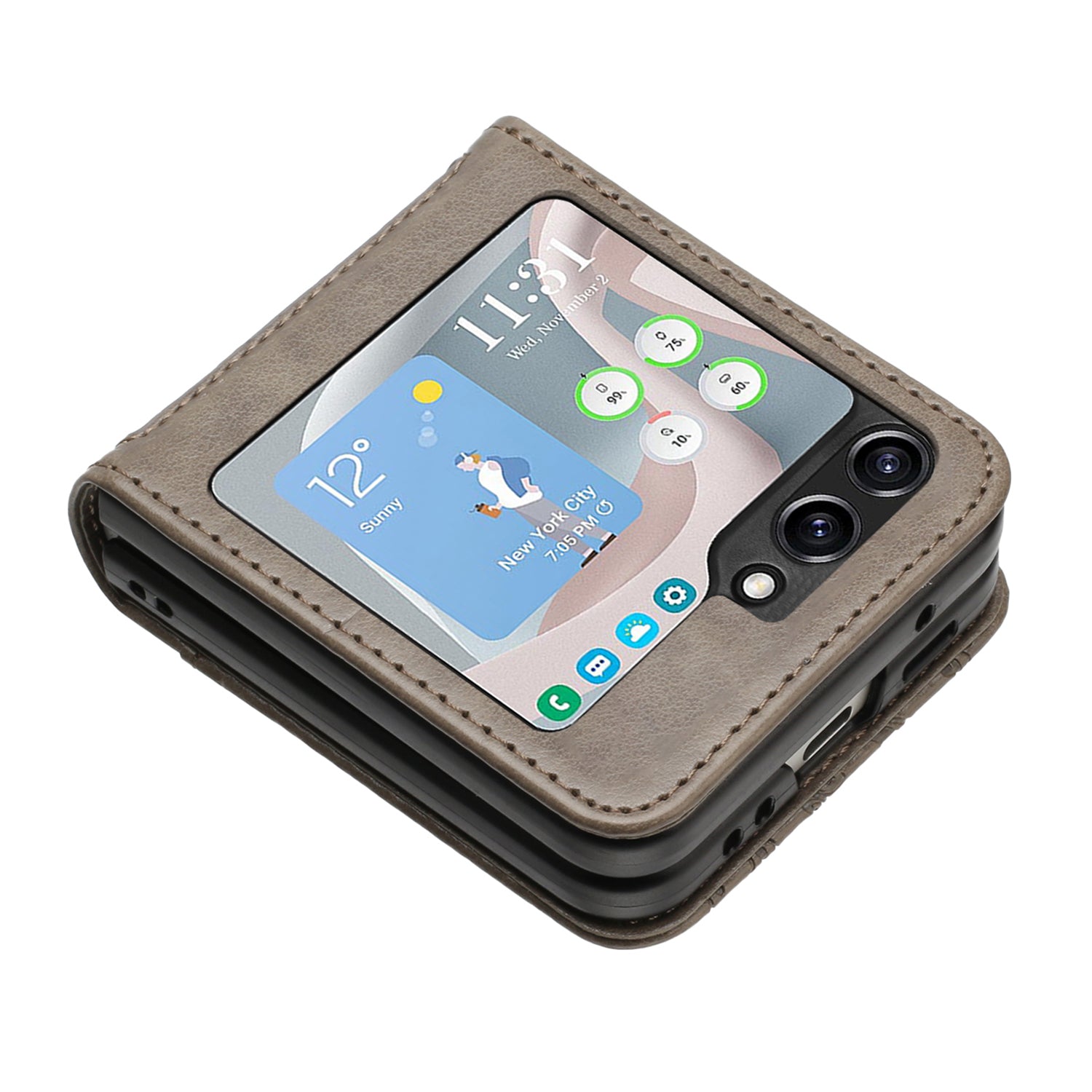 For Samsung Galaxy Z Flip6 5G Case Butterfly Flower Imprinted Leather Phone Cover - Grey