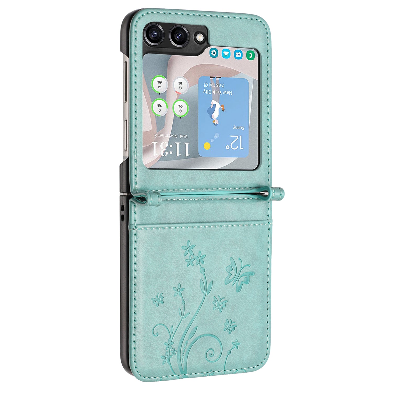 For Samsung Galaxy Z Flip6 5G Case Butterfly Flower Imprinted Leather Phone Cover - Baby Blue