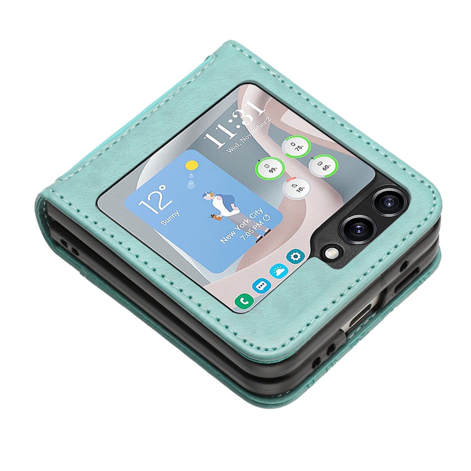 For Samsung Galaxy Z Flip6 5G Case Butterfly Flower Imprinted Leather Phone Cover - Baby Blue
