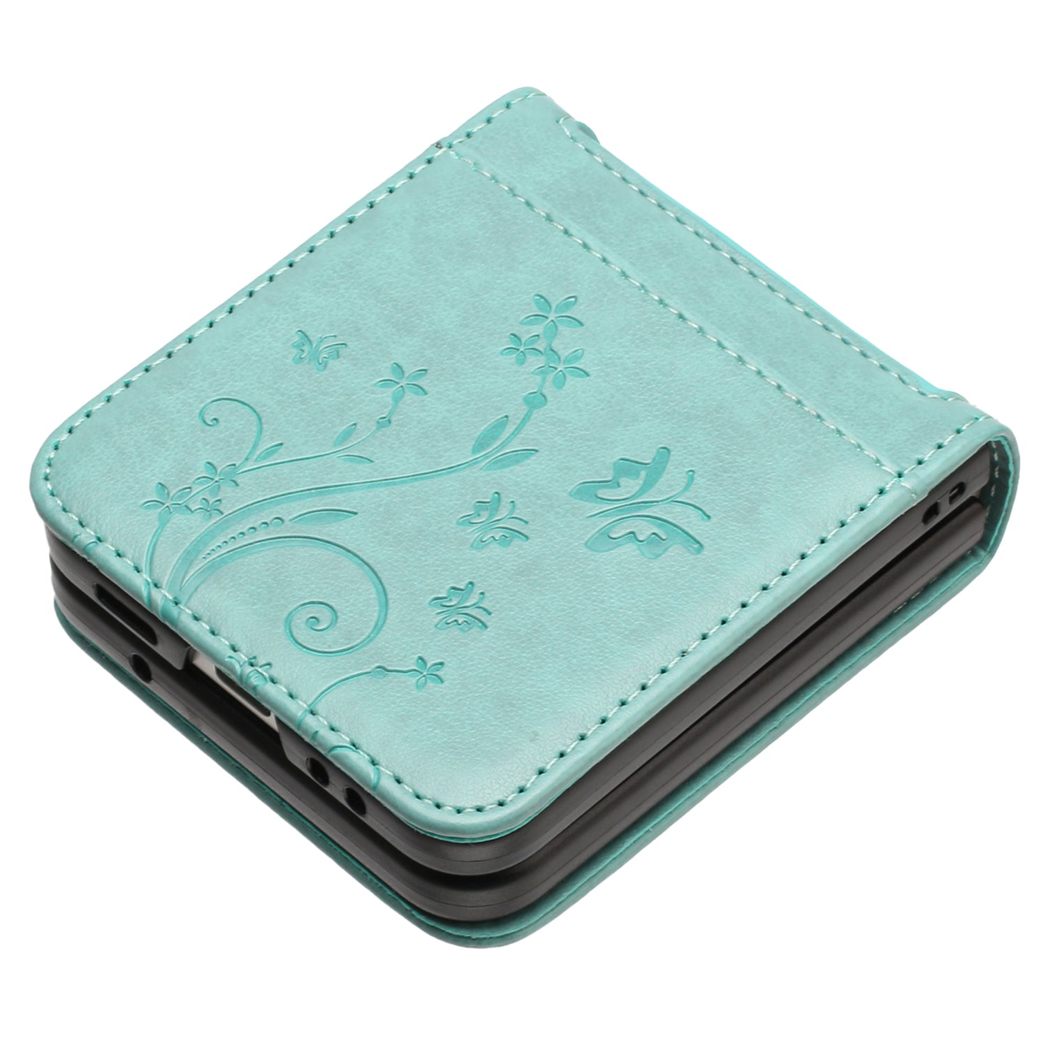 For Samsung Galaxy Z Flip6 5G Case Butterfly Flower Imprinted Leather Phone Cover - Baby Blue