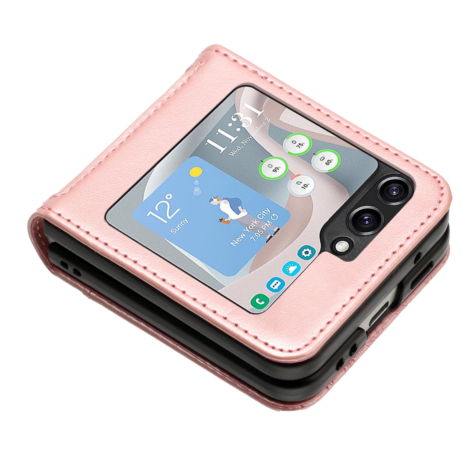 For Samsung Galaxy Z Flip6 5G Case Butterfly Flower Imprinted Leather Phone Cover - Rose Gold