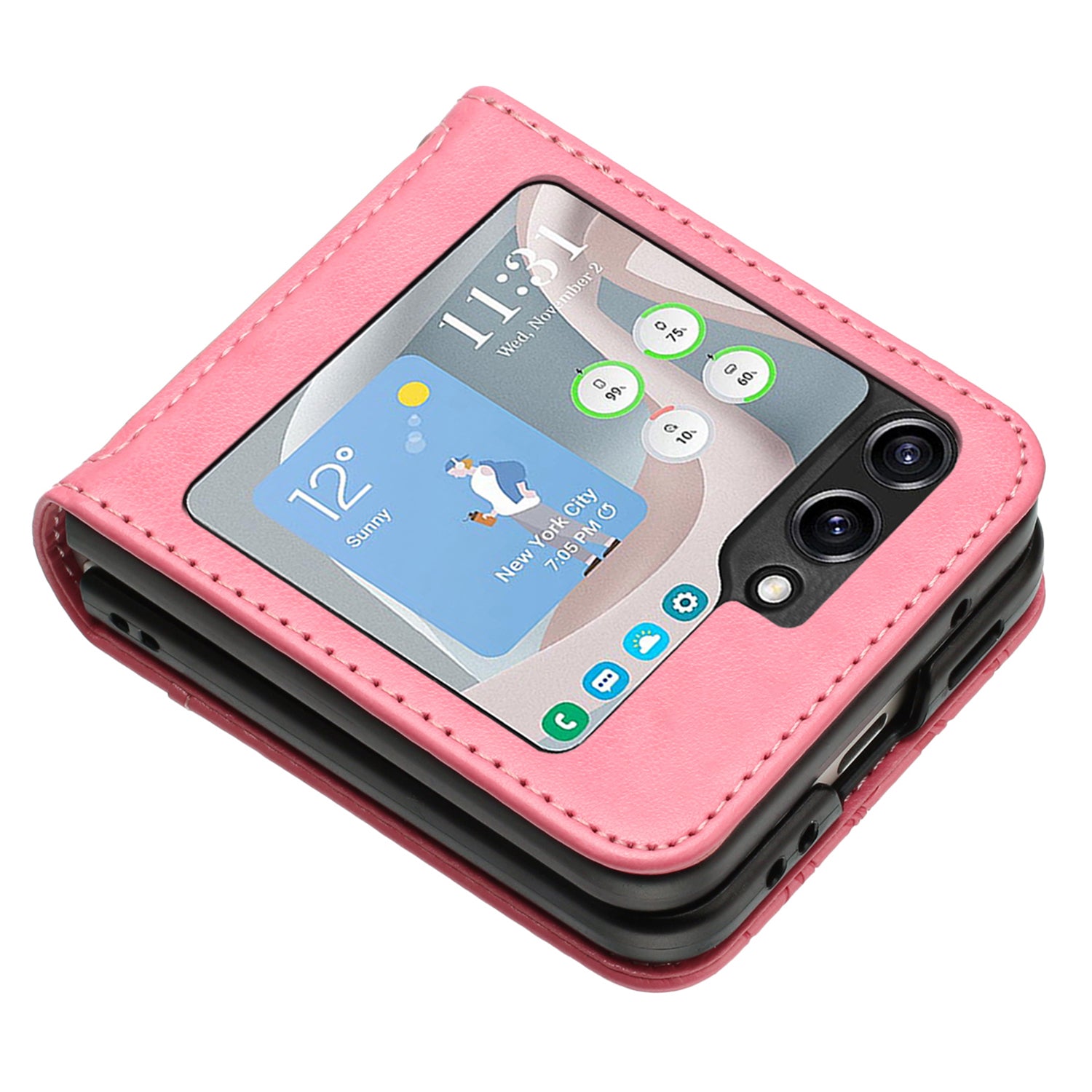 For Samsung Galaxy Z Flip6 5G Case Butterfly Flower Imprinted Leather Phone Cover - Pink