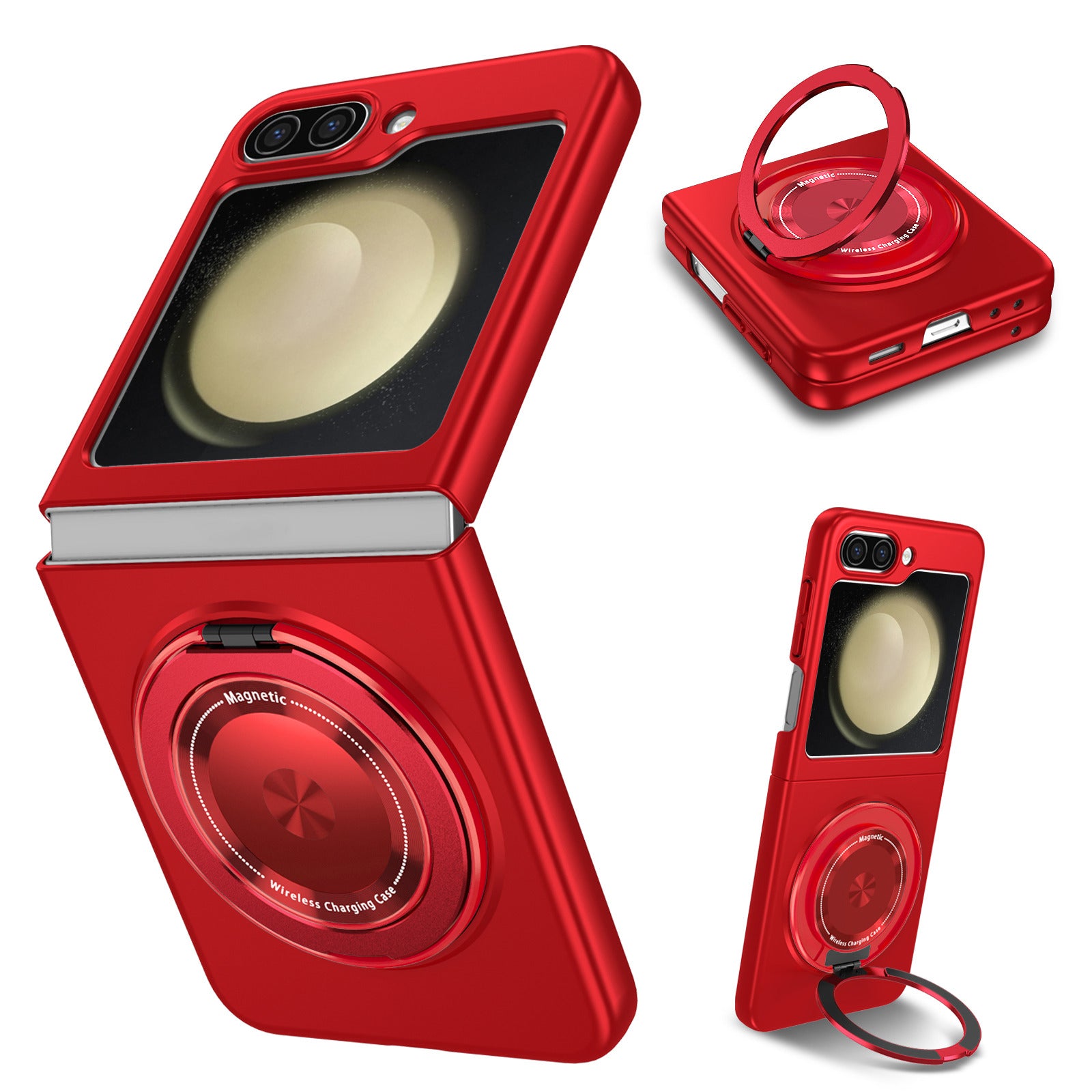 For Samsung Galaxy Z Flip6 5G Magnetic Case Rotating Kickstand PC Hard Phone Cover - Red