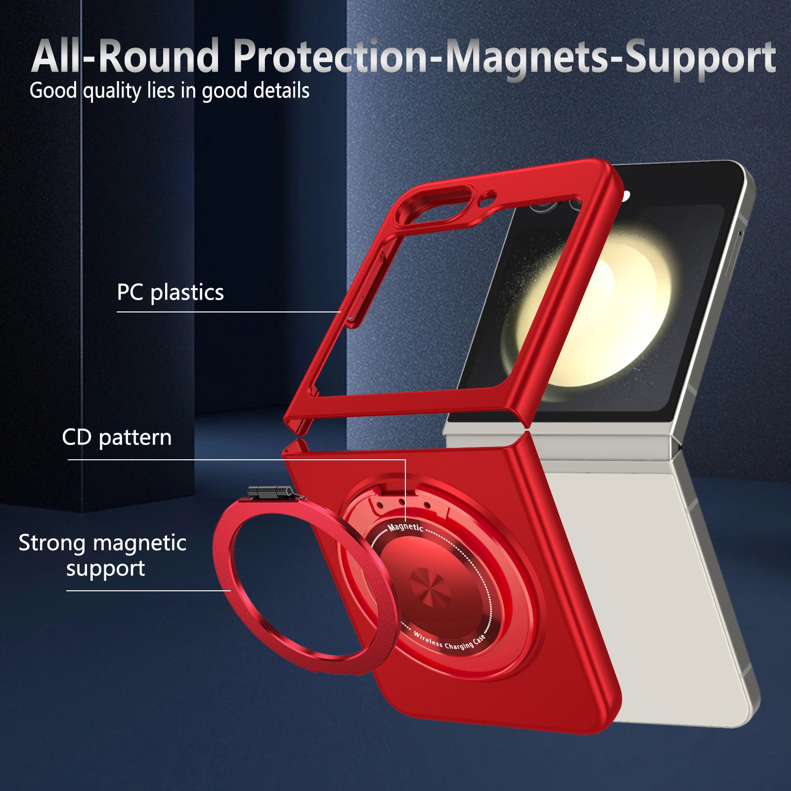 For Samsung Galaxy Z Flip6 5G Magnetic Case Rotating Kickstand PC Hard Phone Cover - Red