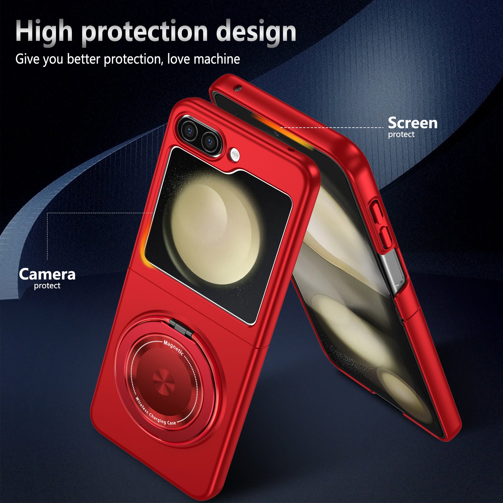For Samsung Galaxy Z Flip6 5G Magnetic Case Rotating Kickstand PC Hard Phone Cover - Red