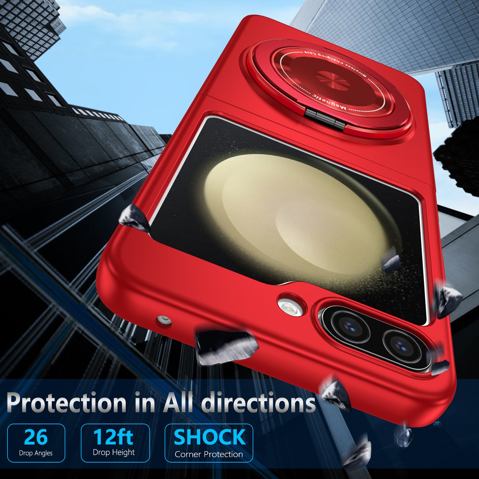 For Samsung Galaxy Z Flip6 5G Magnetic Case Rotating Kickstand PC Hard Phone Cover - Red