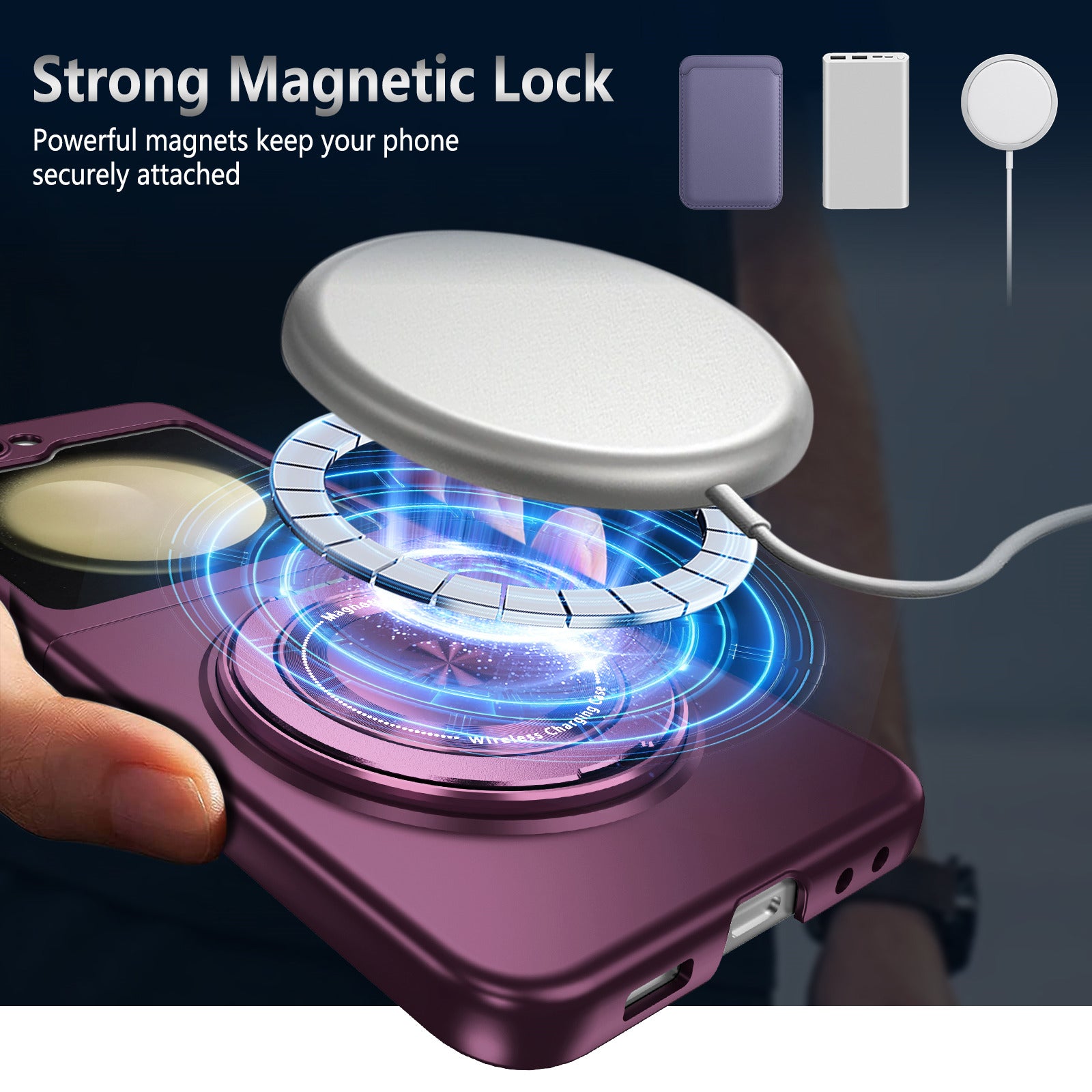 For Samsung Galaxy Z Flip6 5G Magnetic Case Rotating Kickstand PC Hard Phone Cover - Wine Red