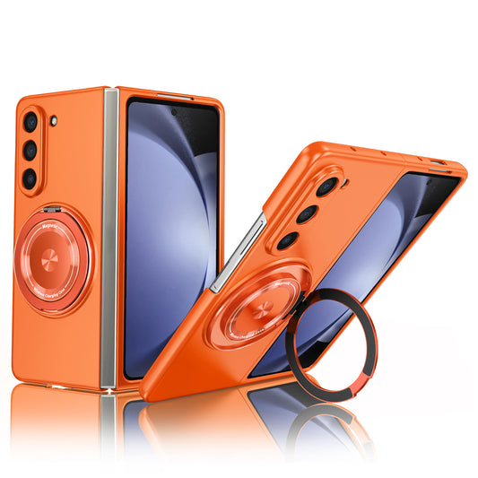 For Samsung Galaxy Z Fold6 5G Case Magnetic Kickstand Hard PC Shockproof Protective Cover - Orange
