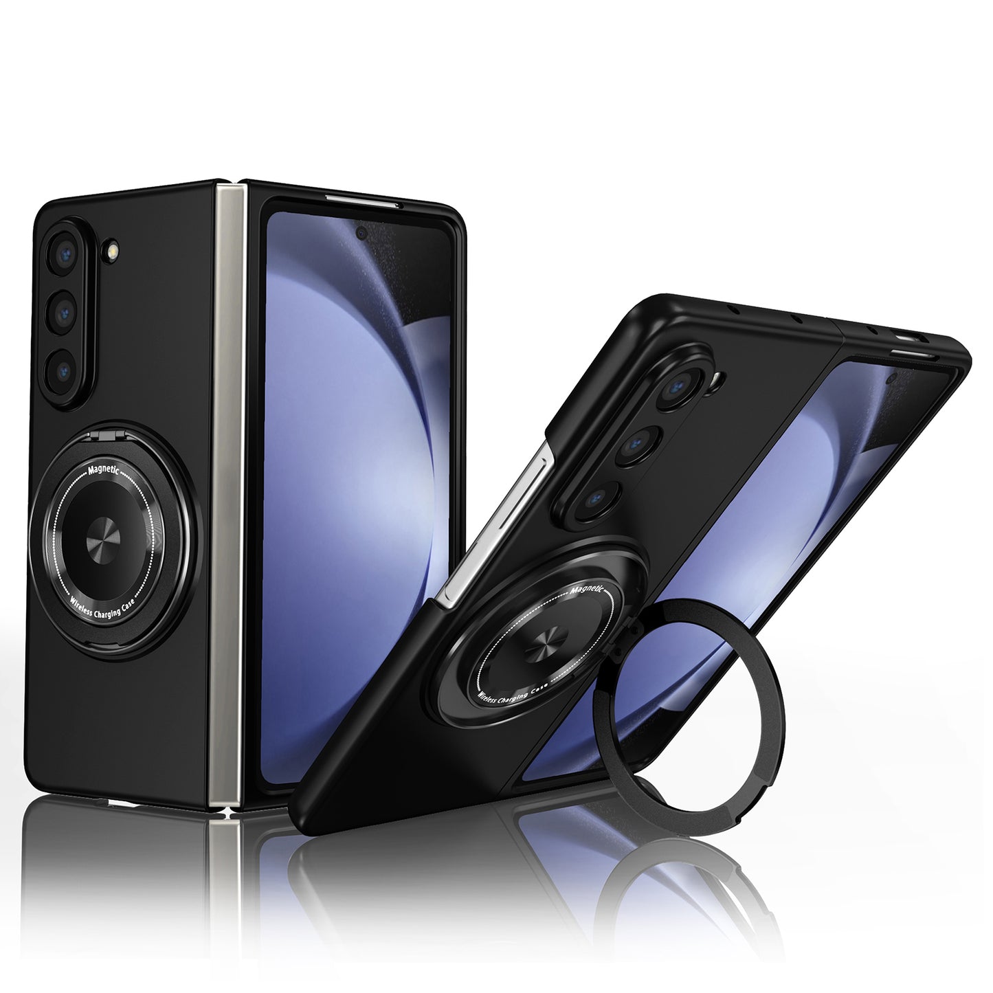 For Samsung Galaxy Z Fold6 5G Case Magnetic Kickstand Hard PC Shockproof Protective Cover - Black