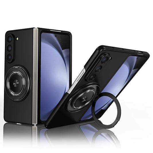 For Samsung Galaxy Z Fold6 5G Case Magnetic Kickstand Hard PC Shockproof Protective Cover - Black