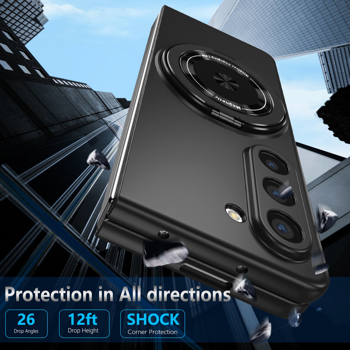 For Samsung Galaxy Z Fold6 5G Case Magnetic Kickstand Hard PC Shockproof Protective Cover - Black