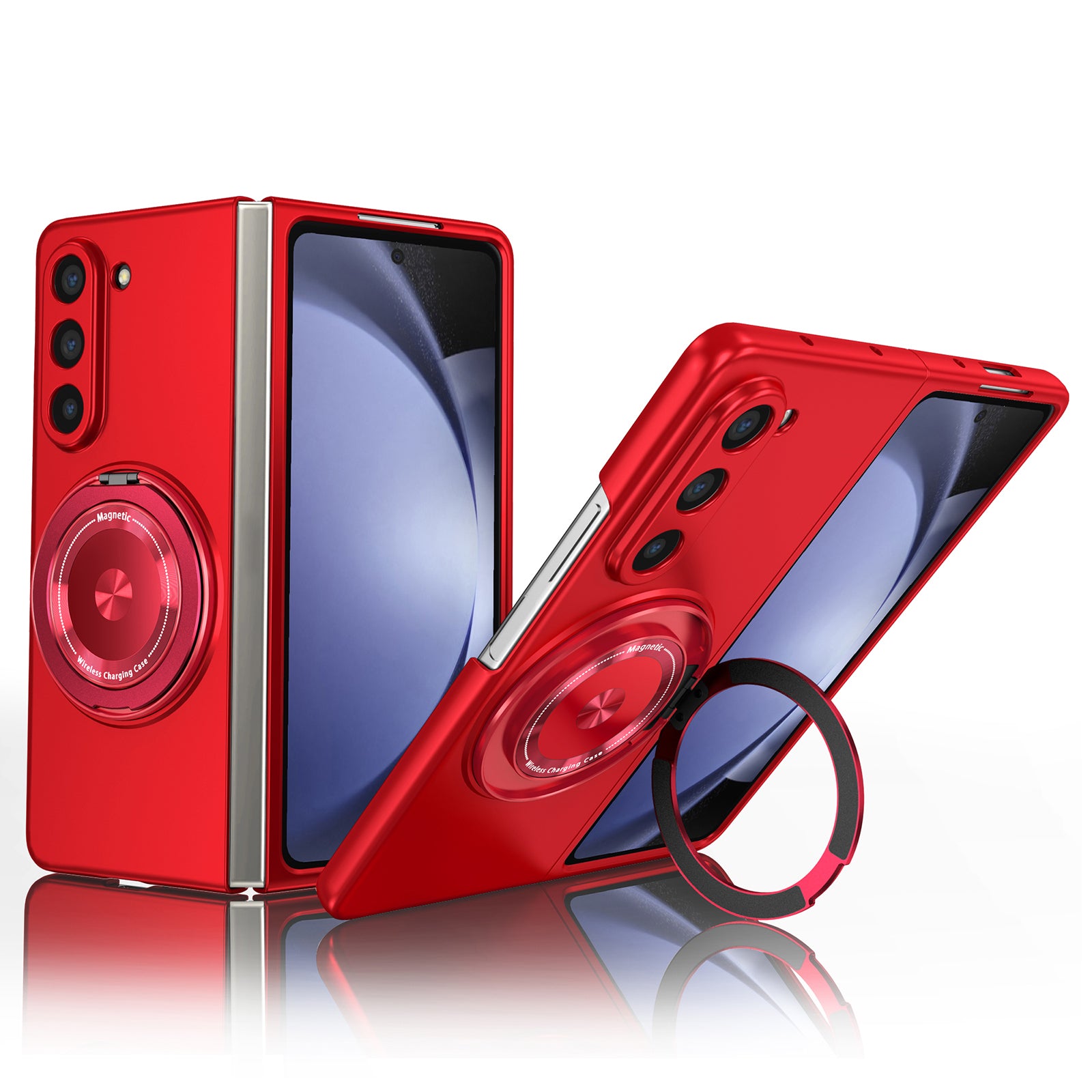 For Samsung Galaxy Z Fold6 5G Case Magnetic Kickstand Hard PC Shockproof Protective Cover - Red