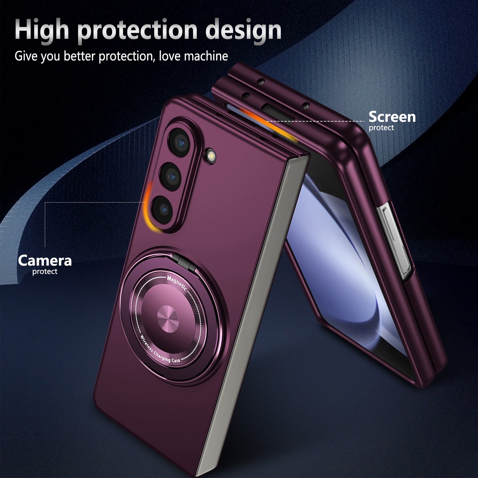 For Samsung Galaxy Z Fold6 5G Case Magnetic Kickstand Hard PC Shockproof Protective Cover - Wine Red