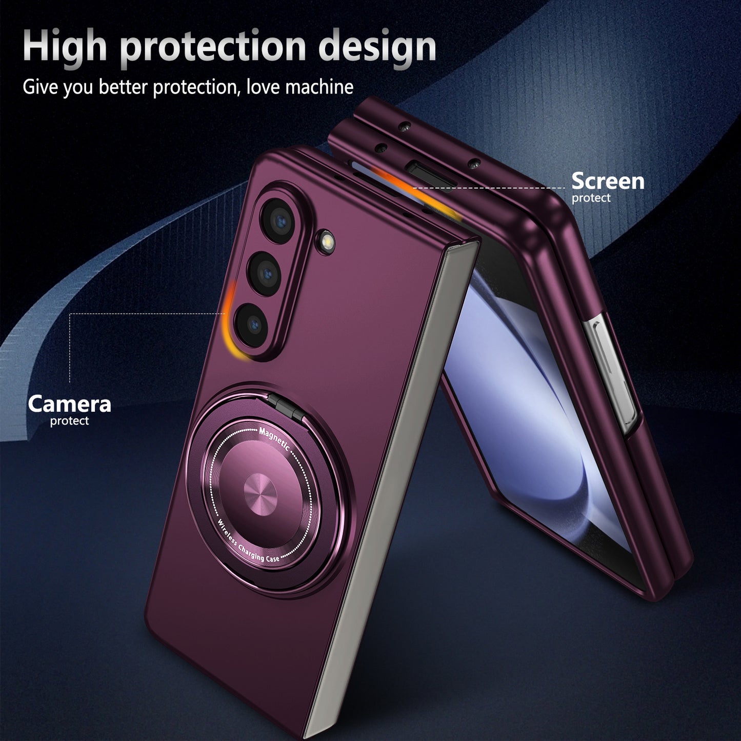 For Samsung Galaxy Z Fold6 5G Case Magnetic Kickstand Hard PC Shockproof Protective Cover - Wine Red