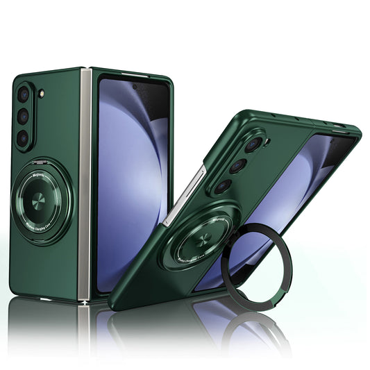 For Samsung Galaxy Z Fold6 5G Case Magnetic Kickstand Hard PC Shockproof Protective Cover - Blackish Green