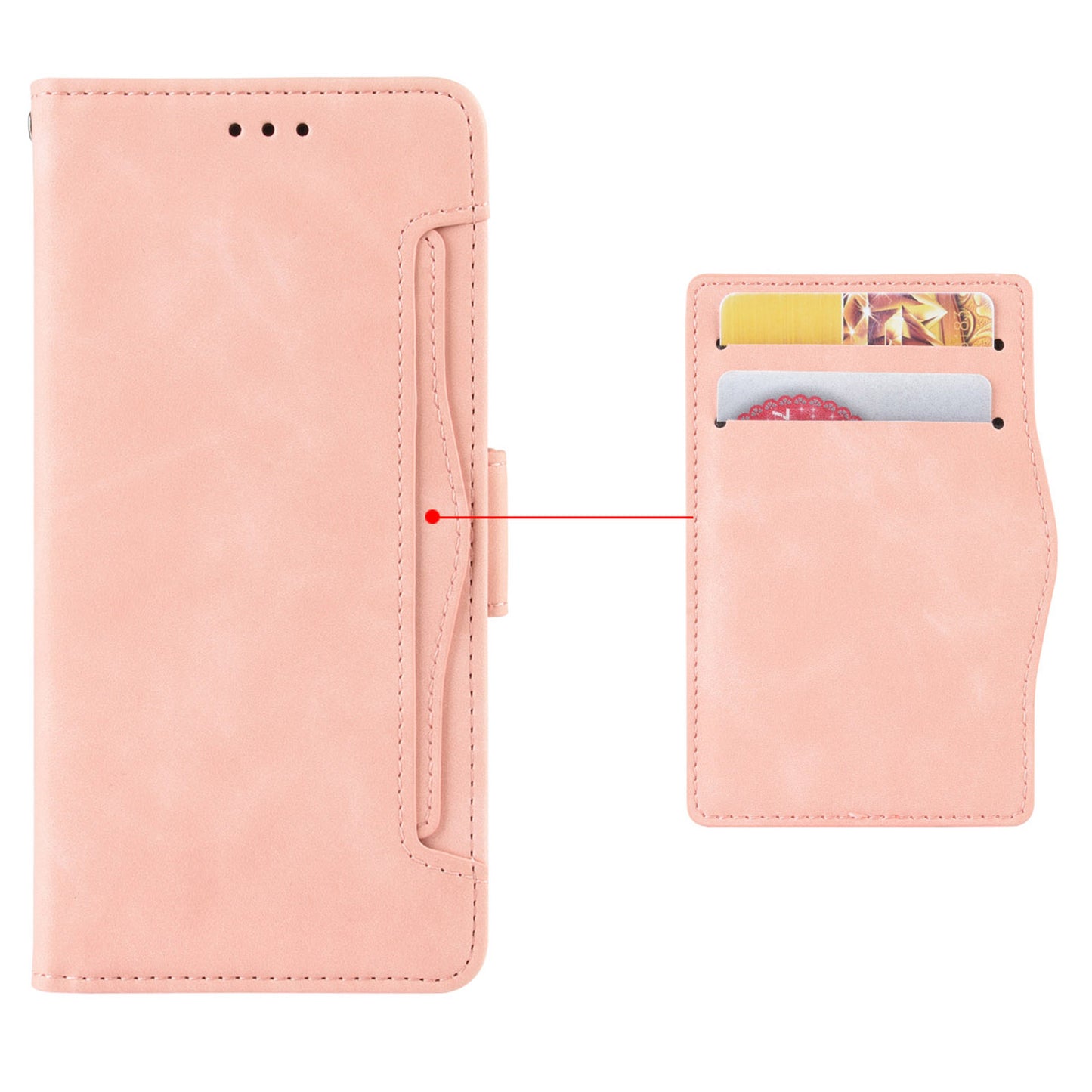 For Samsung Galaxy Z Fold6 5G Case Multiple Card Slots Leather Wallet Folding Phone Cover - Pink