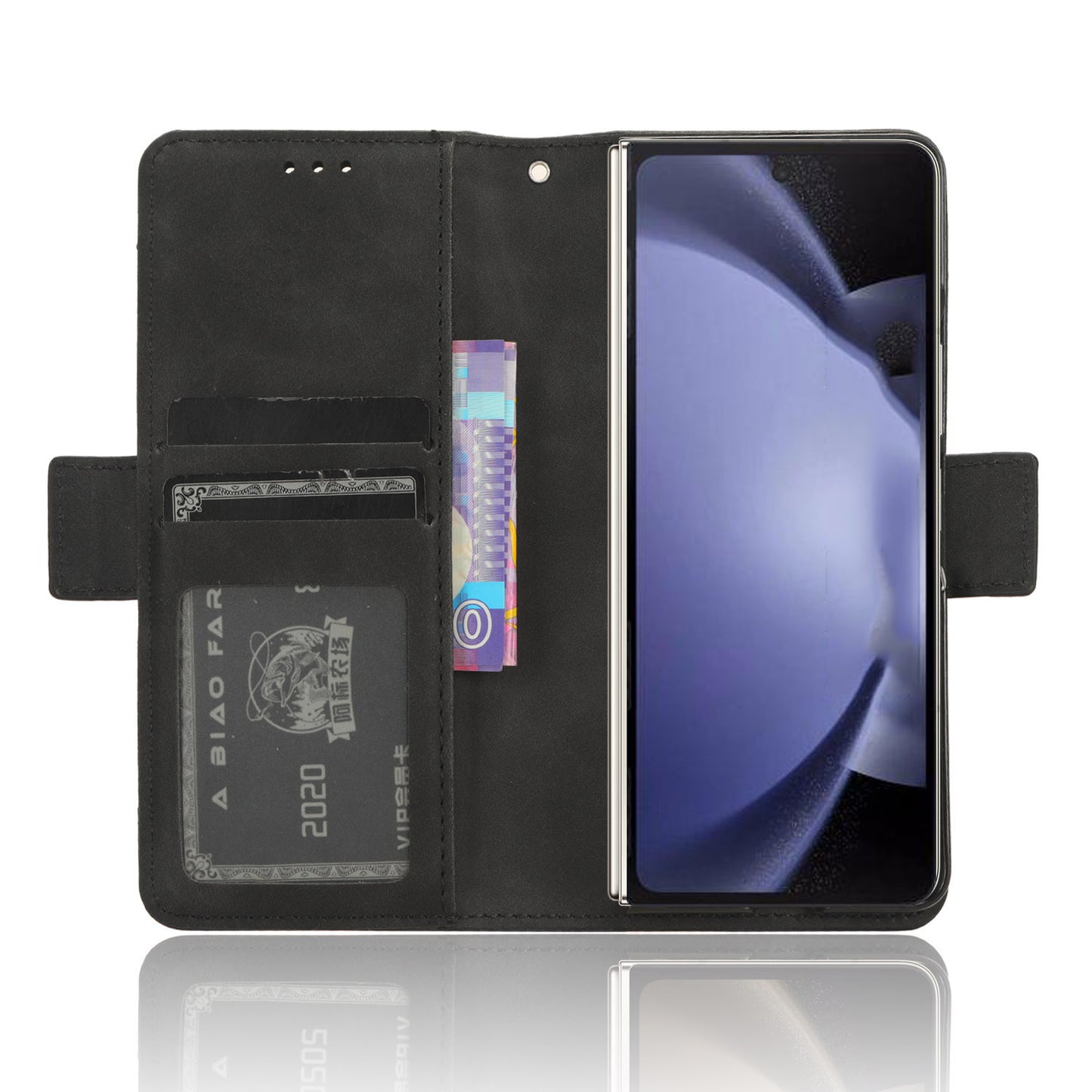 For Samsung Galaxy Z Fold6 5G Case Multiple Card Slots Leather Wallet Folding Phone Cover - Black