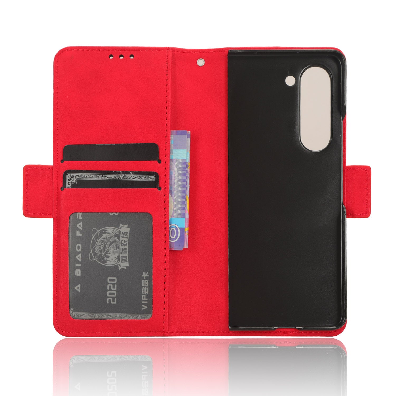 For Samsung Galaxy Z Fold6 5G Case Multiple Card Slots Leather Wallet Folding Phone Cover - Red