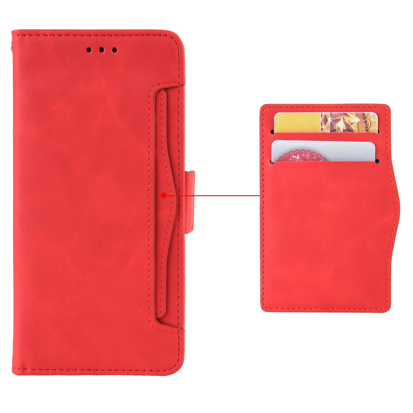 For Samsung Galaxy Z Fold6 5G Case Multiple Card Slots Leather Wallet Folding Phone Cover - Red