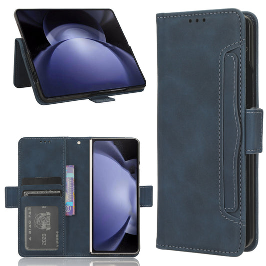 For Samsung Galaxy Z Fold6 5G Case Multiple Card Slots Leather Wallet Folding Phone Cover - Blue