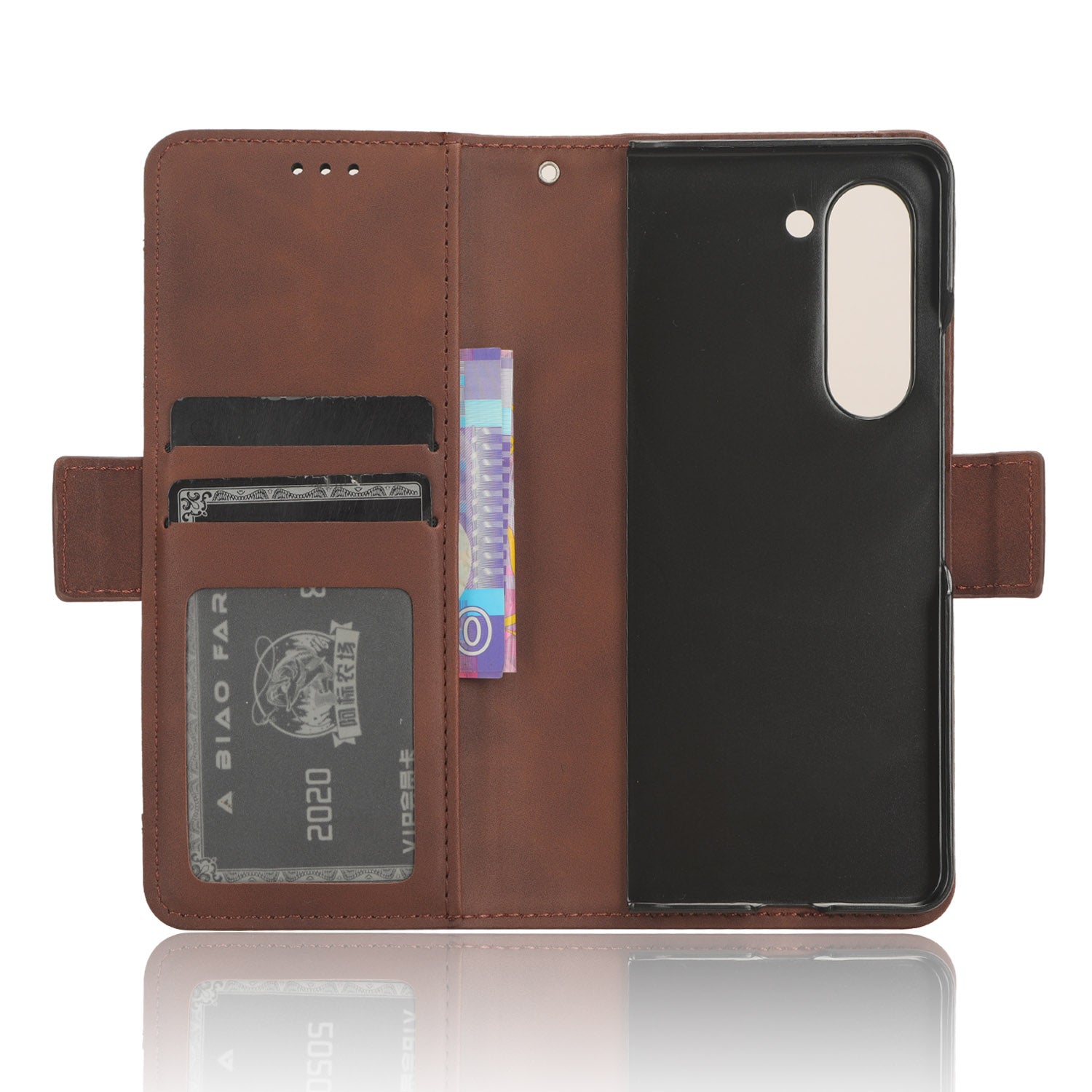 For Samsung Galaxy Z Fold6 5G Case Multiple Card Slots Leather Wallet Folding Phone Cover - Brown