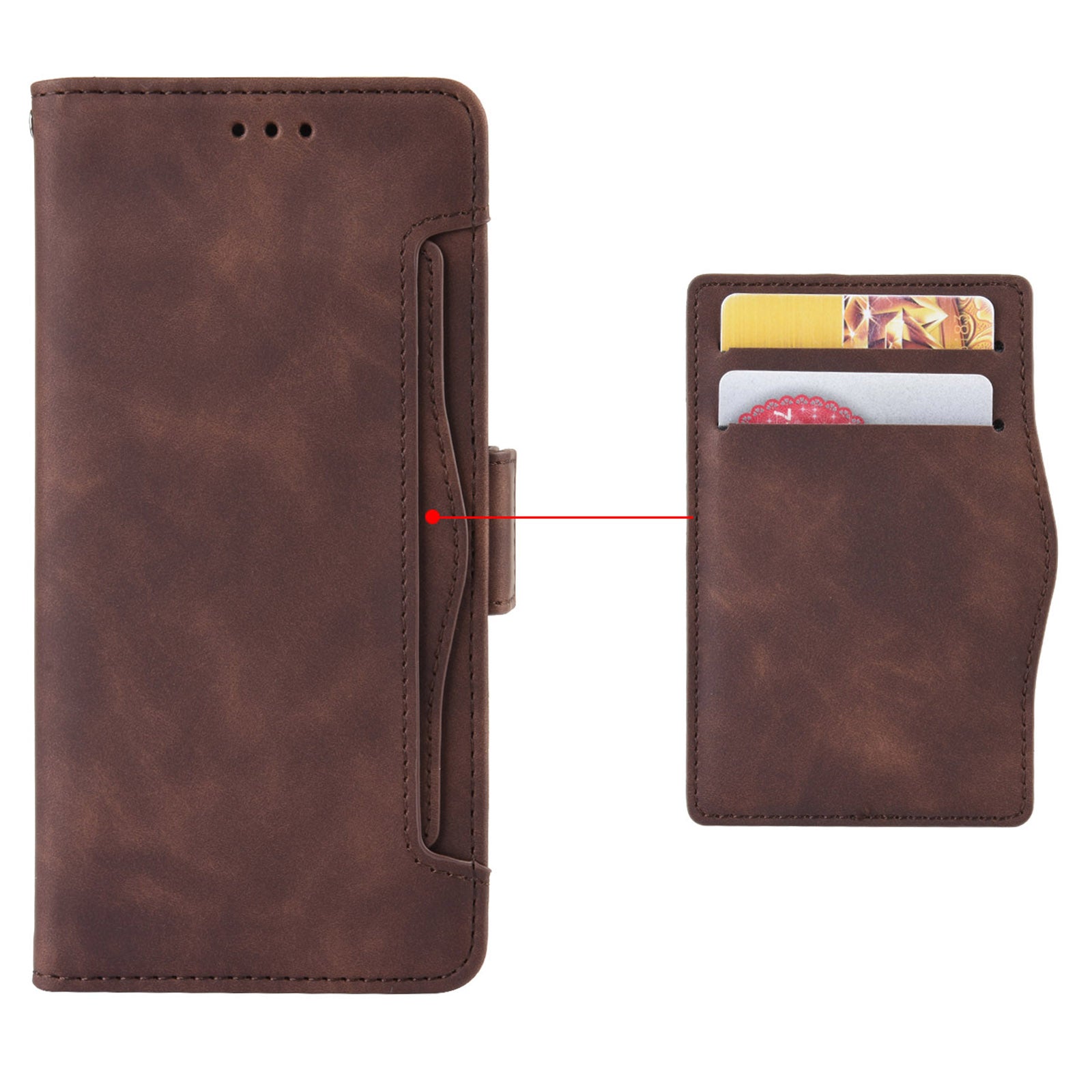 For Samsung Galaxy Z Fold6 5G Case Multiple Card Slots Leather Wallet Folding Phone Cover - Brown