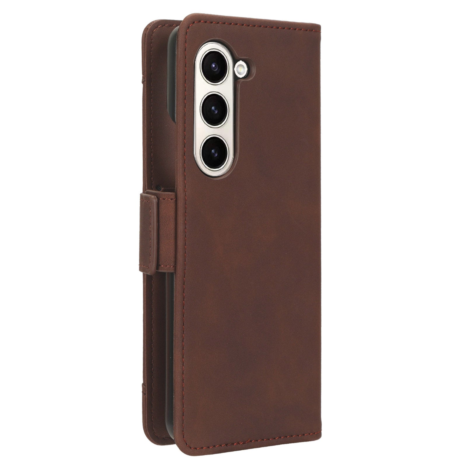For Samsung Galaxy Z Fold6 5G Case Multiple Card Slots Leather Wallet Folding Phone Cover - Brown