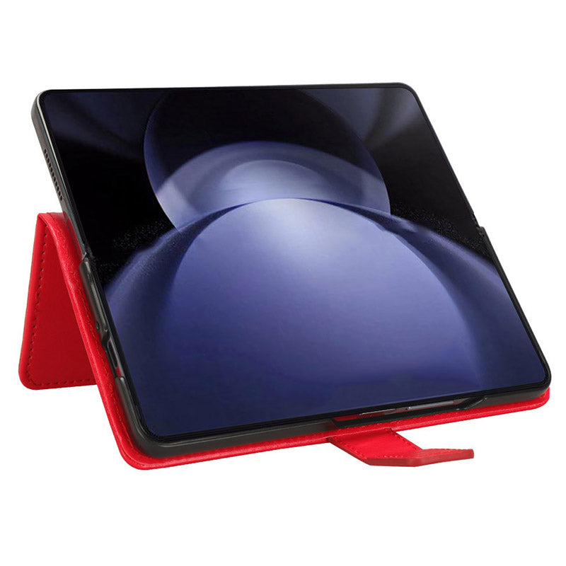 For Samsung Galaxy Z Fold6 5G Case Crazy Horse Texture Leather Folding Phone Cover - Red