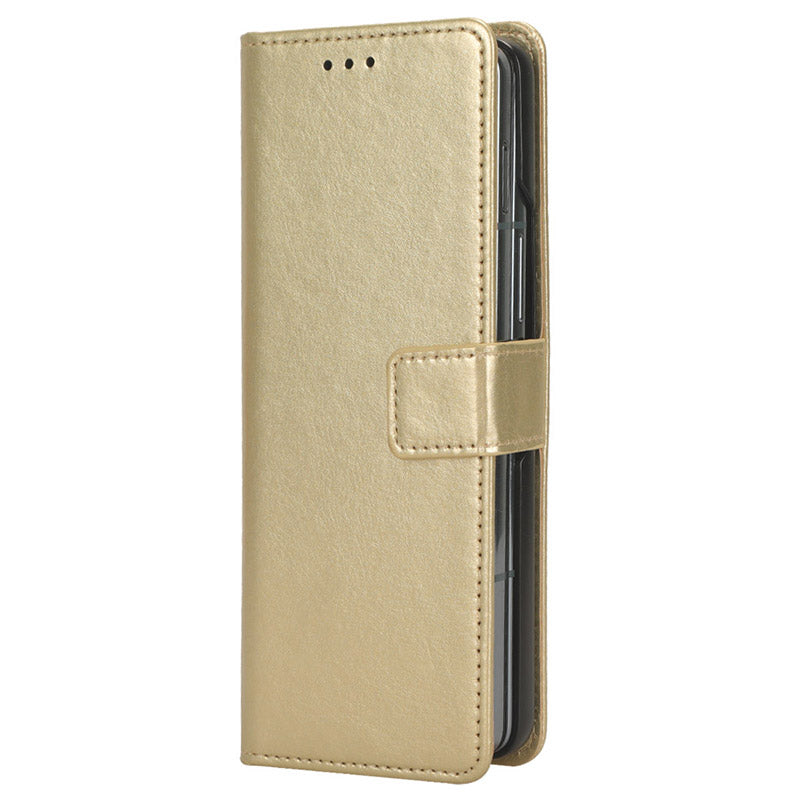 For Samsung Galaxy Z Fold6 5G Case Crazy Horse Texture Leather Folding Phone Cover - Gold