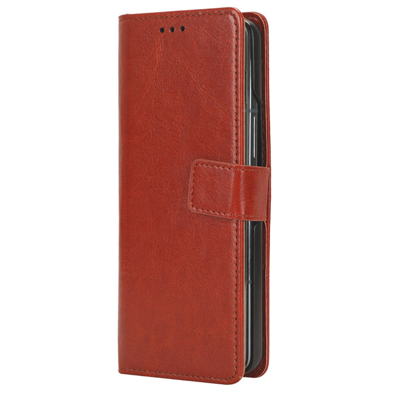 For Samsung Galaxy Z Fold6 5G Case Crazy Horse Texture Leather Folding Phone Cover - Brown