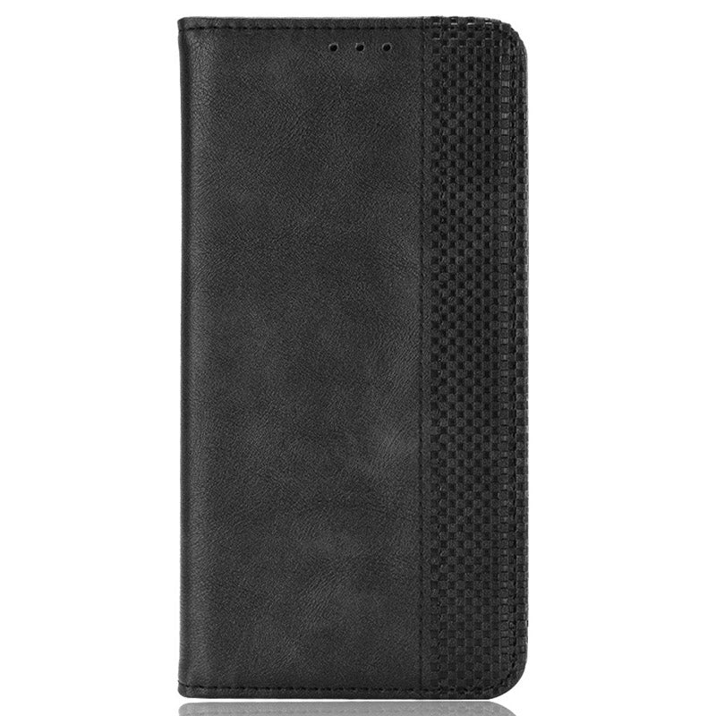 For Samsung Galaxy Z Fold6 5G Case PU Leather Retro Phone Stand Cover - Black