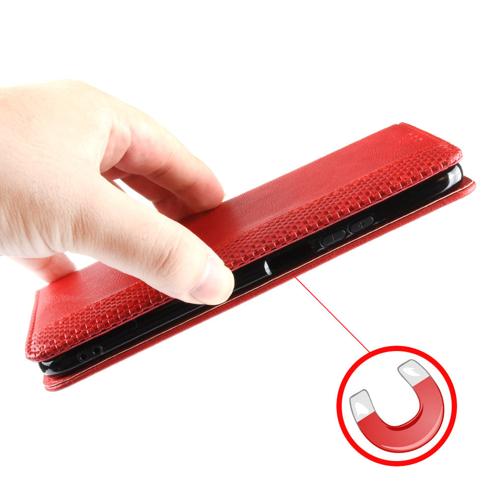 For Samsung Galaxy Z Fold6 5G Case PU Leather Retro Phone Stand Cover - Red