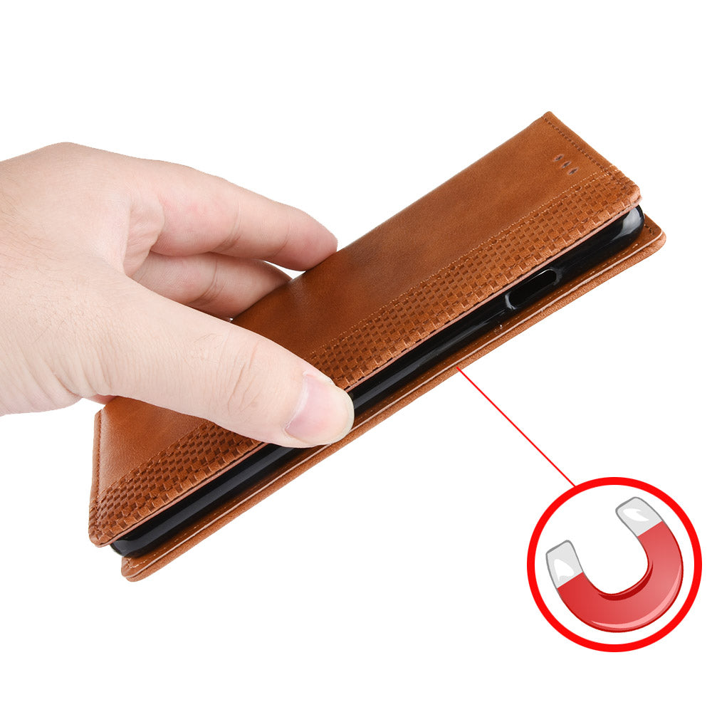 For Samsung Galaxy Z Fold6 5G Case PU Leather Retro Phone Stand Cover - Brown