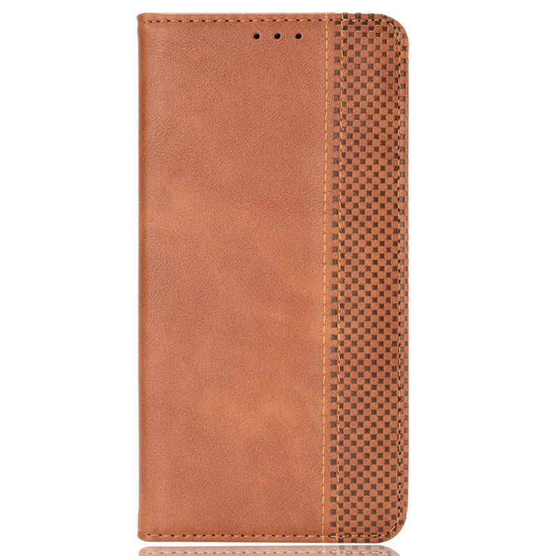For Samsung Galaxy Z Fold6 5G Case PU Leather Retro Phone Stand Cover - Brown