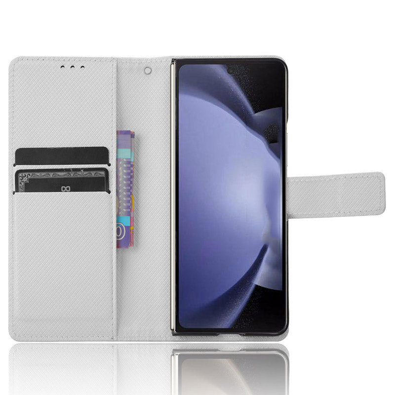For Samsung Galaxy Z Fold6 5G Case PU Leather+PC Phone Cover with Wallet - White