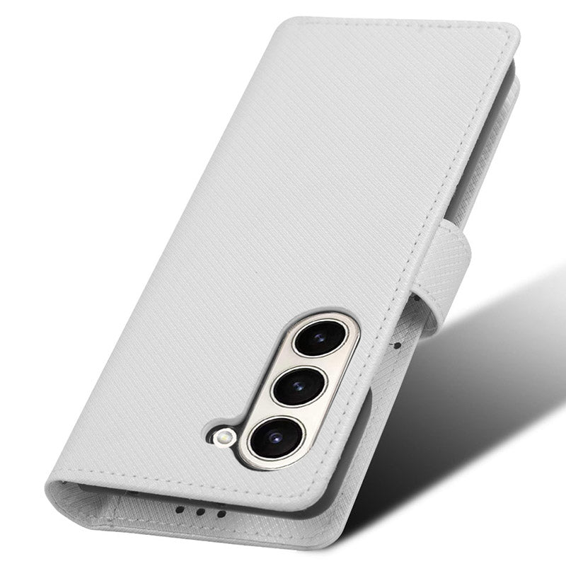 For Samsung Galaxy Z Fold6 5G Case PU Leather+PC Phone Cover with Wallet - White