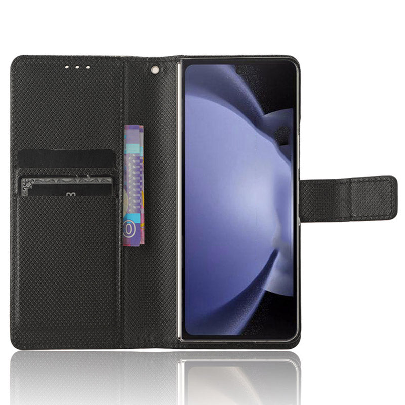 For Samsung Galaxy Z Fold6 5G Case PU Leather+PC Phone Cover with Wallet - Black