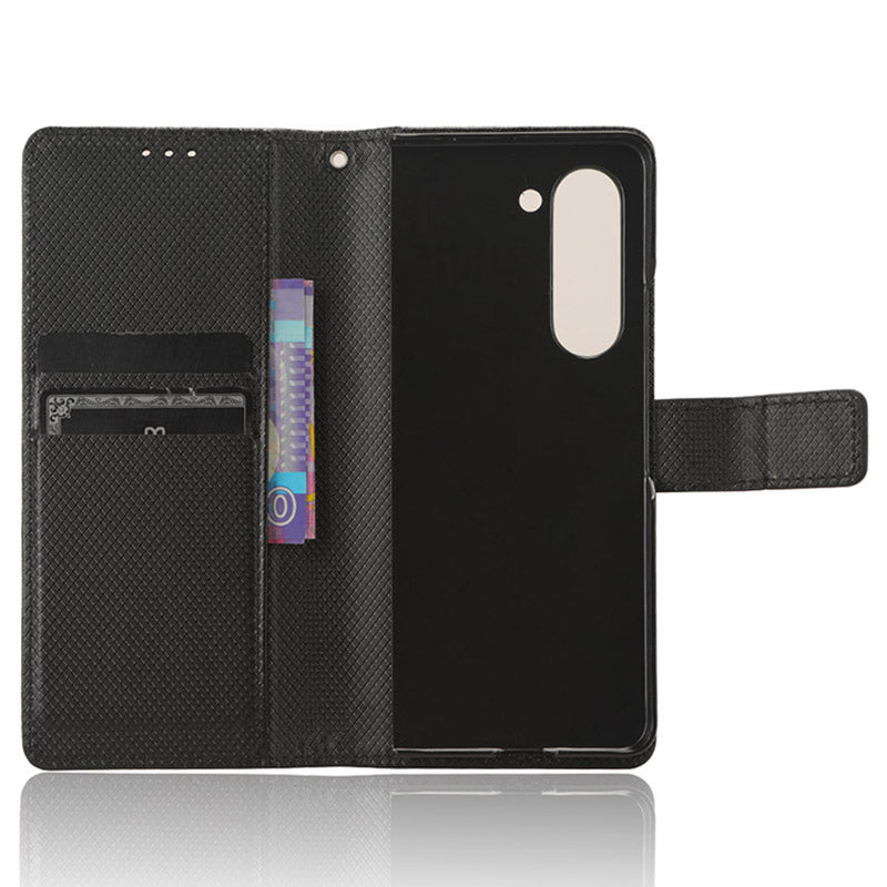 For Samsung Galaxy Z Fold6 5G Case PU Leather+PC Phone Cover with Wallet - Black