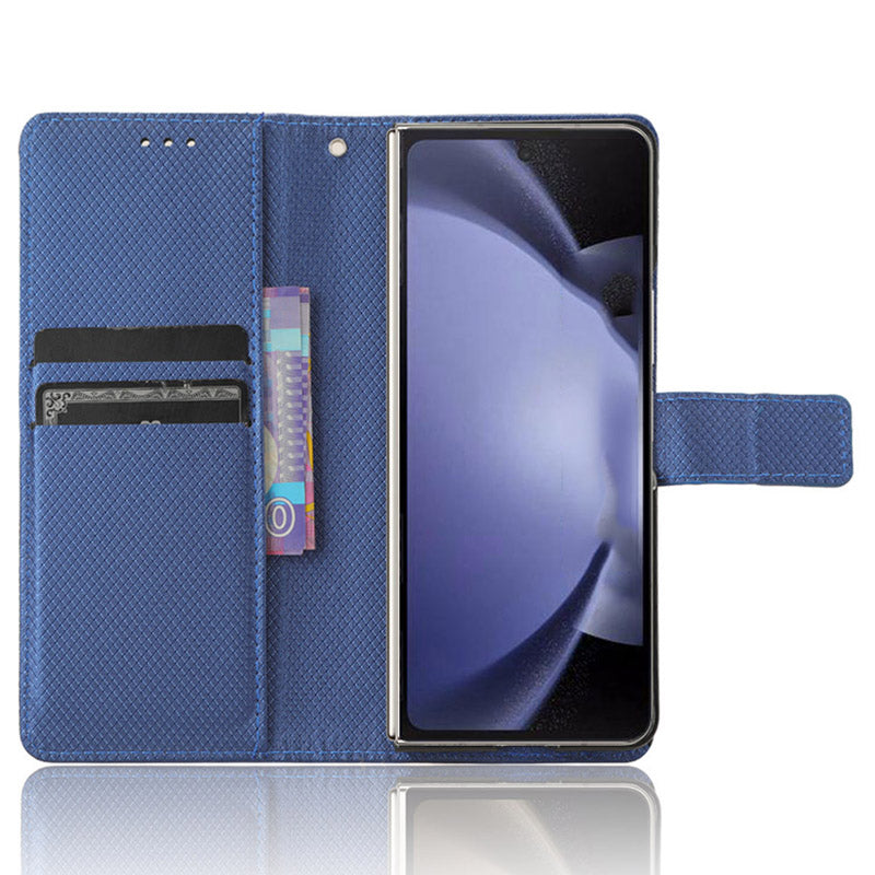 For Samsung Galaxy Z Fold6 5G Case PU Leather+PC Phone Cover with Wallet - Blue