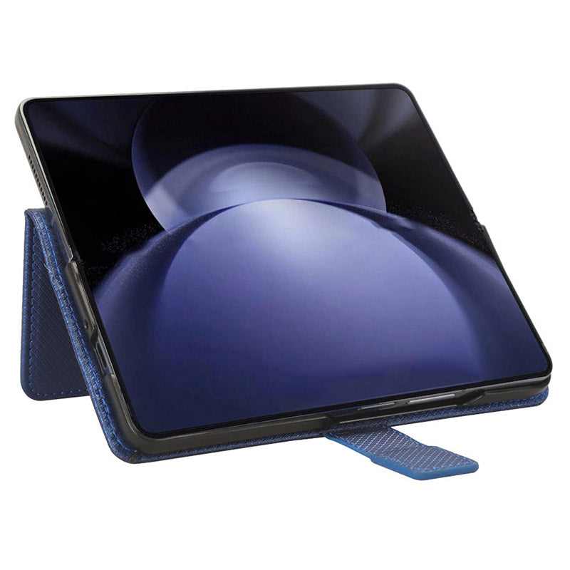 For Samsung Galaxy Z Fold6 5G Case PU Leather+PC Phone Cover with Wallet - Blue