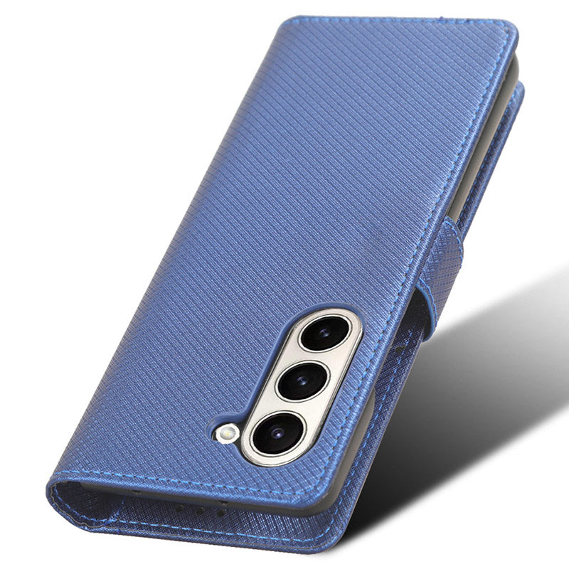 For Samsung Galaxy Z Fold6 5G Case PU Leather+PC Phone Cover with Wallet - Blue