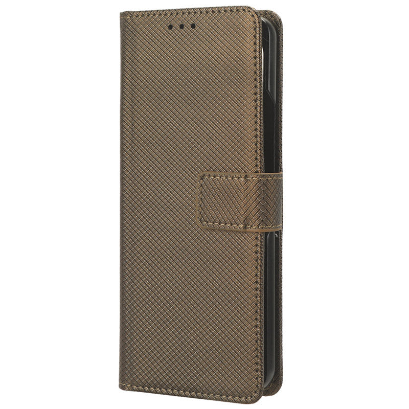 For Samsung Galaxy Z Fold6 5G Case PU Leather+PC Phone Cover with Wallet - Brown