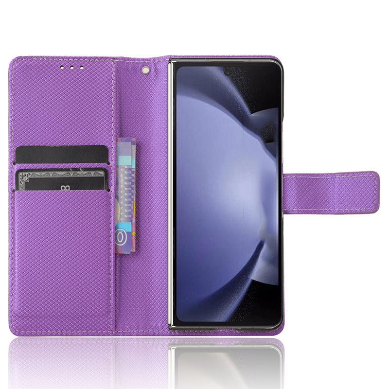 For Samsung Galaxy Z Fold6 5G Case PU Leather+PC Phone Cover with Wallet - Purple