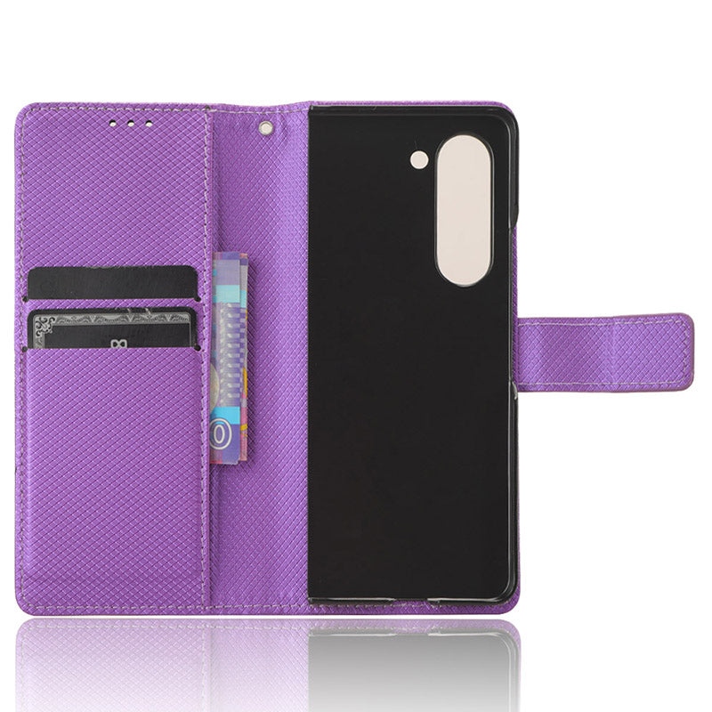 For Samsung Galaxy Z Fold6 5G Case PU Leather+PC Phone Cover with Wallet - Purple