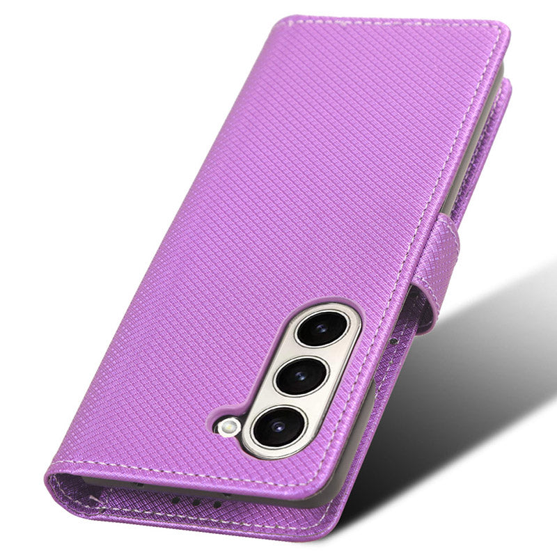 For Samsung Galaxy Z Fold6 5G Case PU Leather+PC Phone Cover with Wallet - Purple
