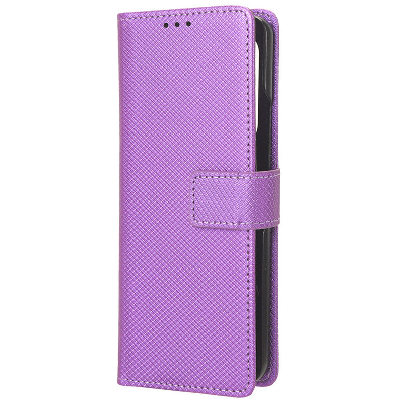 For Samsung Galaxy Z Fold6 5G Case PU Leather+PC Phone Cover with Wallet - Purple